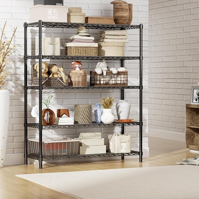 Storage Shelves Heavy Duty, 5-Tier Adjustable Metal Utility Rack, Wire Shelf - Image 8