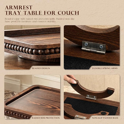Pine Wood Couch Tray with Beaded Edge - Image 7