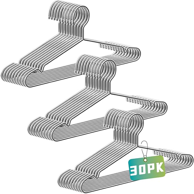Wire Hangers 30 Pack, Heavy Duty, Space Saving, Stainless Steel, 16.5inches by BGRQRIQ