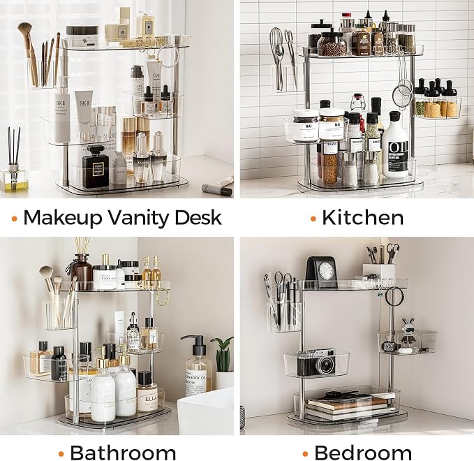 Rotating Makeup Vanity Organizer, Bathroom Countertop Cosmetic Skin Care Storage - Image 5