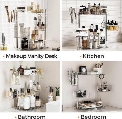 Rotating Makeup Vanity Organizer, Bathroom Countertop Cosmetic Skin Care Storage - Image 5