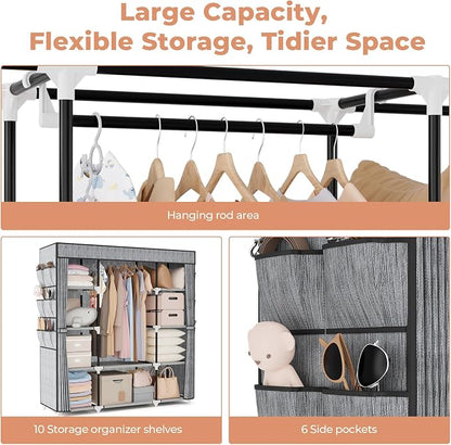 VTRIN Portable Closet Wardrobe for Hanging Clothes 57.3 Inch Large Capacity - Image 7