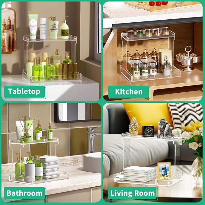 NPPLUS Bathroom Countertop Organizer, 2-Tier Clear Acrylic Counter Storage Shelf - Image 6