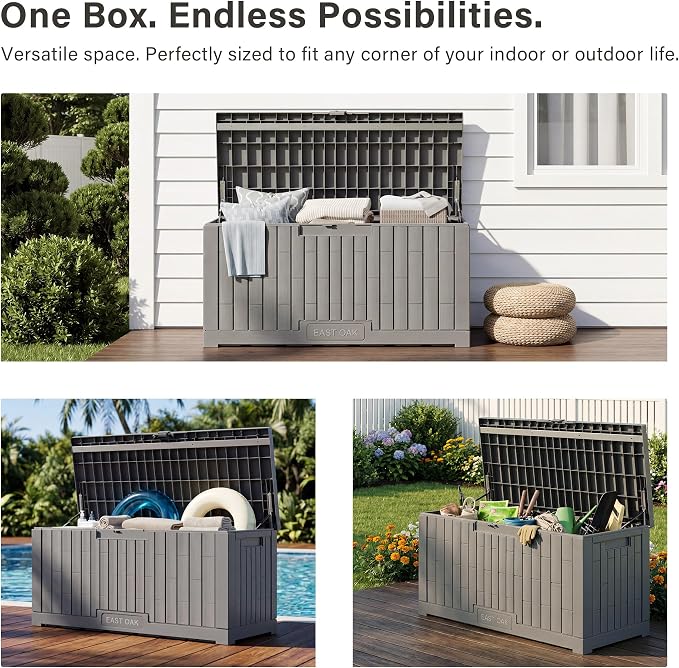 EAST OAK Outdoor Storage Box, 100 Gallon Deck Box, Waterproof Resin Storage - Image 6