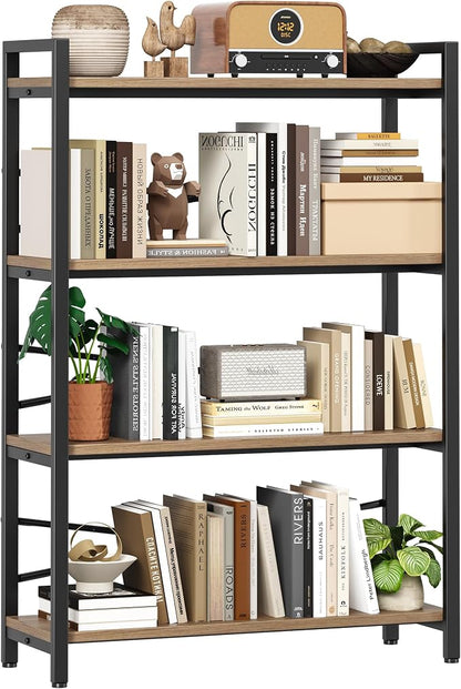 4 Tier Bookshelf 31.49" Width, Tall Book Shelf Storage and Organization by Homeiju
