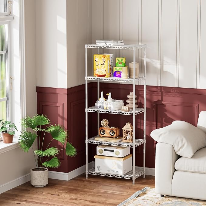Golpart 5Tier Adjustable Storage Shelves Metal Wire Shelving Standing Shelf | - Image 5