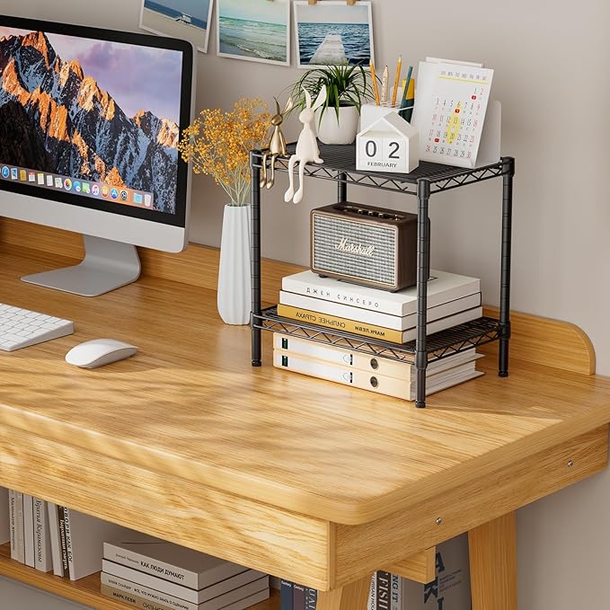 SINGAYE Bookshelf Shelves Bookcase Shelf 2 Tier Wire Shelving Adjustable | - Image 2