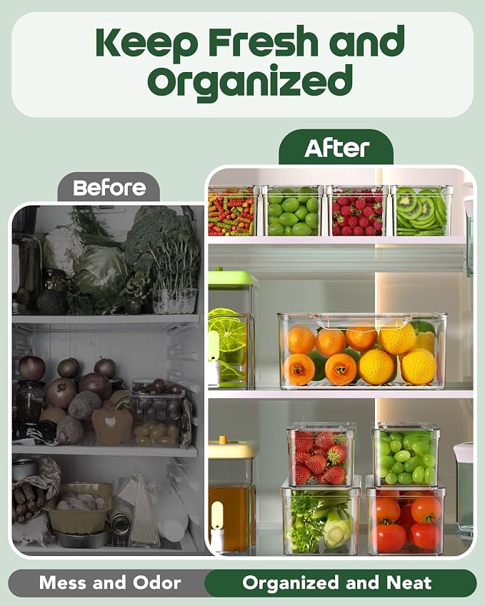 KEMETHY 11 Pack Refrigerator Organizers and Storage, Stackable Fridge Organizer - Image 5