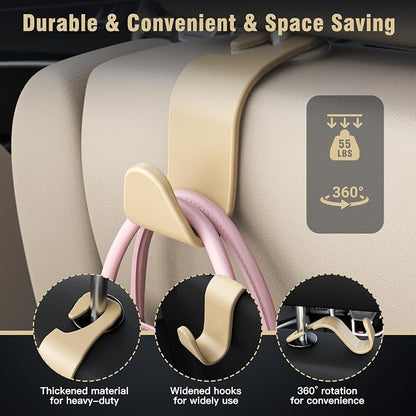 Amooca 4-Pack Car Headrest Hooks Vehicle Storage Organizer - Image 5