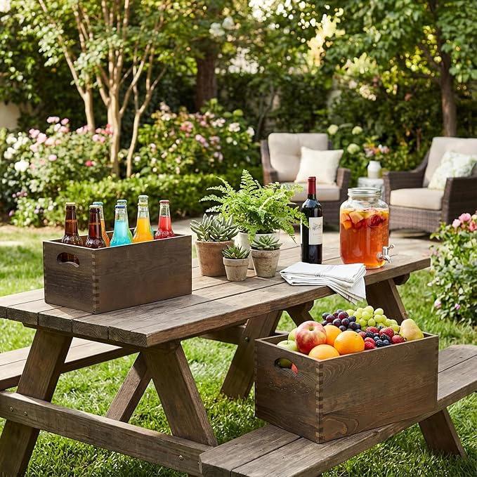 Hedume Set of 3 Nesting Wooden Crates, Wood Crate Box - Image 7