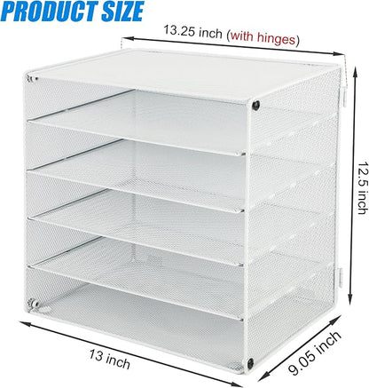 EASEPRES 5 Slot Mesh Desk Organizer Tray, File Paper Letter Folder Holder - Image 2
