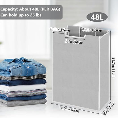 3 Pack Large Laundry Sorter Replacement Bags, Light Gray, 600D Oxford Cloth - Image 2