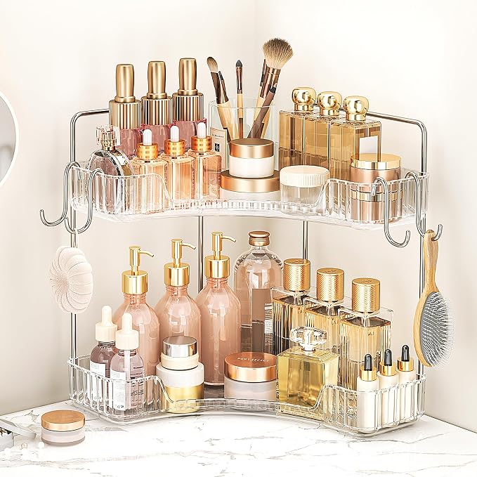 Corner Bathroom Counter Organizer 2 Tier Bathroom Organizers and Storage by Kinkota