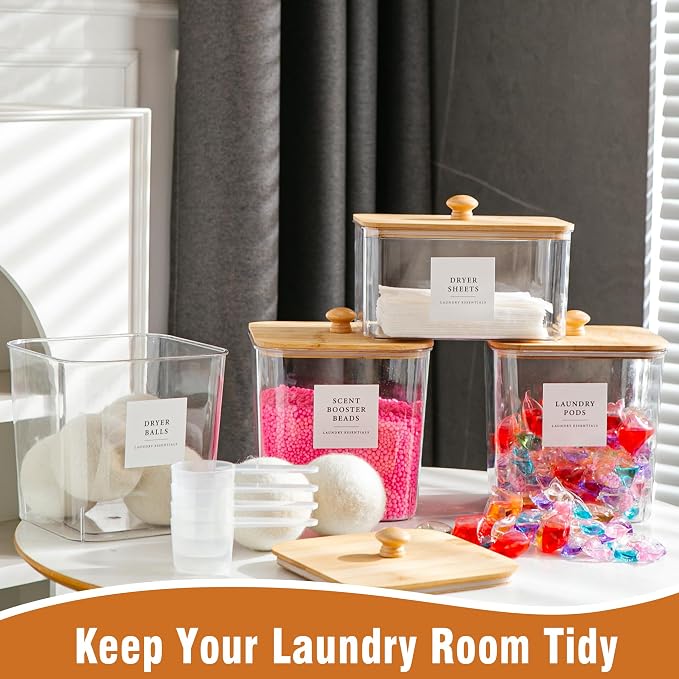 Laundry Room Organization Container, Dryer Sheet Holder Jars - Image 8