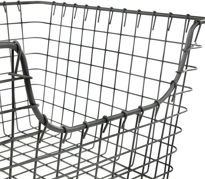 Spectrum Wire Scoop Basket Storage Bin Industrial Gray Nesting Metal Baskets - Image 8