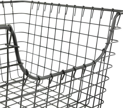 Spectrum Wire Scoop Basket Storage Bin Industrial Gray Nesting Metal Baskets - Image 8