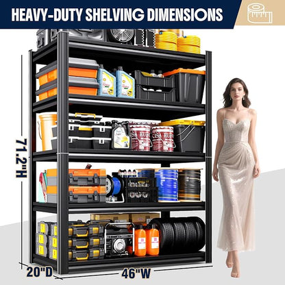 Set of 3 Heavy Duty Garage Shelving, 71.2" Hx46 Wx20 D, Adjustable Storage - Image 3