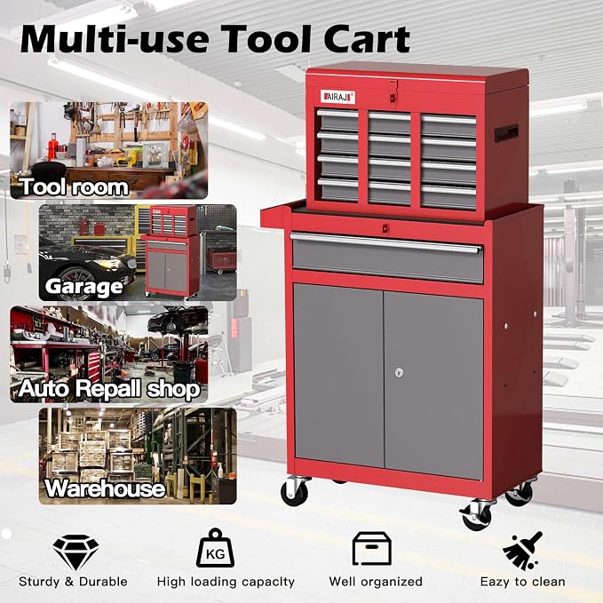 AIRAJ 7-Drawer Tool Chest with Wheels | 40'' H Rolling Tool Chest | Detachable - Image 6