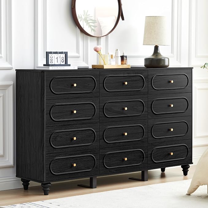 12 Drawer Fluted Dresser for Bedroom, Mid Century Modern Chest of Drawers by ORRD