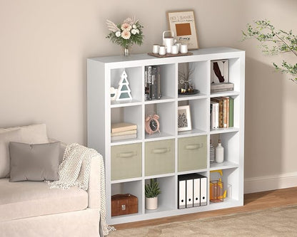 furtble Bookshelf with Storage Bins, 16-Cube Storage Organizer with Back Panels - Image 2