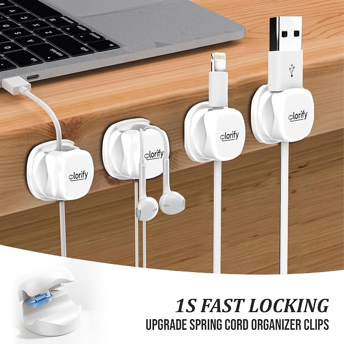 8 Pack Spring Cable Clips, Adhesive Cord Organizer - Image 6