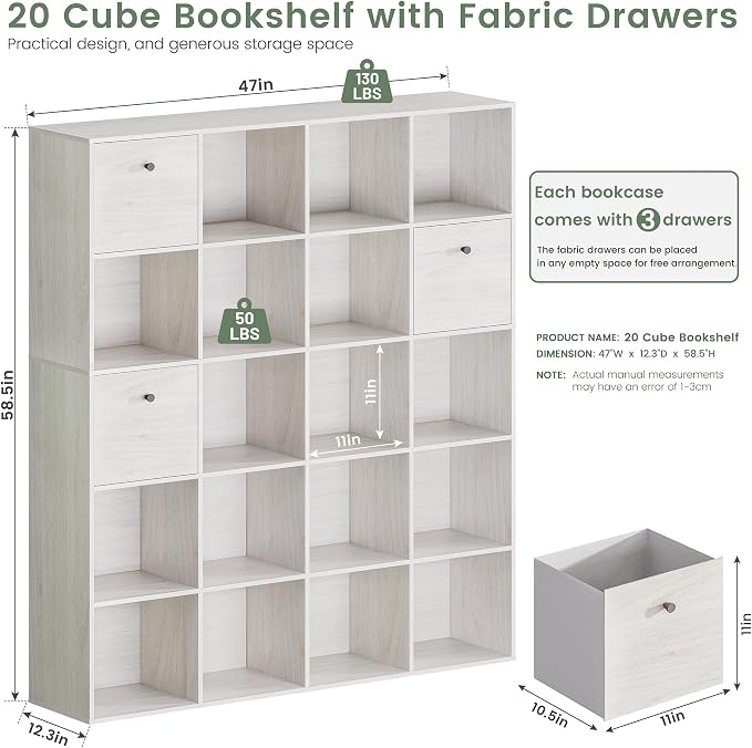 20 Cube Organizer Shelf, Storage Book Shelf Set, Freestanding Bookcase Bundle - Image 2