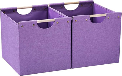 HOONEX Large Foldable Storage Bins, Linen Fabric, Storage Baskets by HOONEX