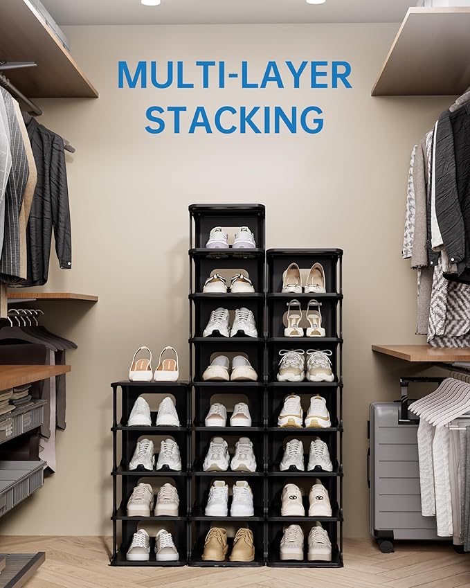 HAIXIN 14 Tier Vertical Black Shoe Rack - Image 4