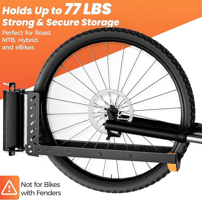 2 Pack Bike Wall Mount, Swivel Vertical No-Lift Bicycle Rack - Image 3