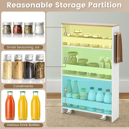MAT EXPERT Slim Rolling Storage Cart, 4-Tier Freestanding Slim Storage Cart - Image 6