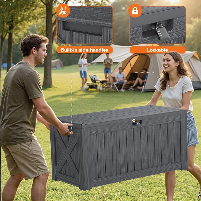 130 Gallon Deck Box Outdoor Indoor Waterproof Storage Box - Image 2