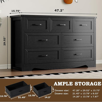 7-Drawer Dresser for Bedroom, Modern Wooden Chest of Drawers - Image 2