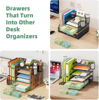 Marbrasse 3 Packs Desk Drawer Organizers, Metal Mesh Dividers - Image 6