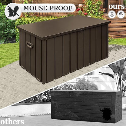 Domi 150 Gallon Metal Deck Box Waterproof, Outdoor Storage Box - Image 5