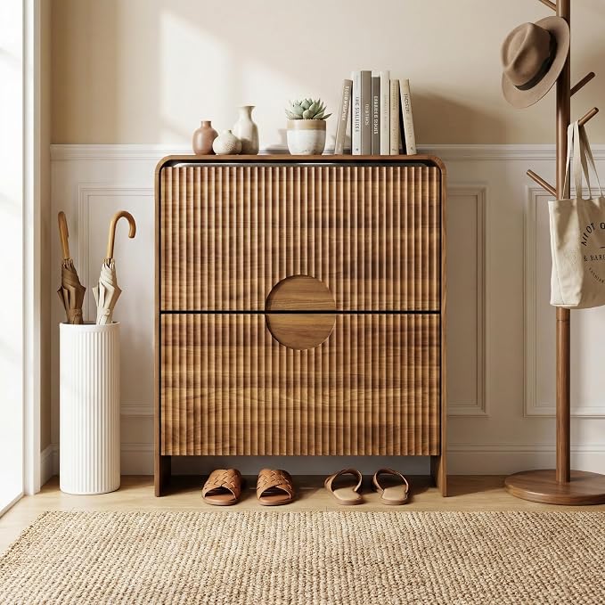 Slim Shoe Storage Cabinet for Entryway, Narrow Shoe Cabinet - Image 8