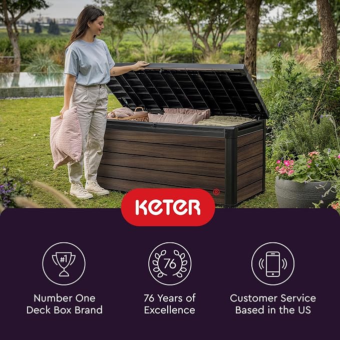 Keter Signature Collection 150 Gallon Resin Deck Box Organization and Storage - Image 11