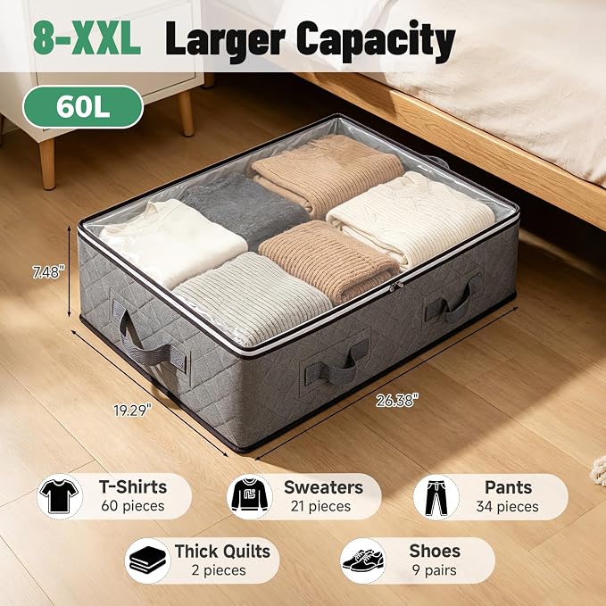 Pterying 8 Pack Under Bed Storage Containers - Image 2