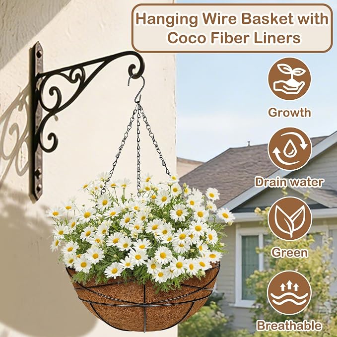 2 Pack 14 inch Metal Hanging Baskets - Image 3