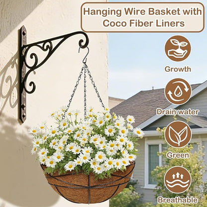 4 Pack 14 inch Metal Hanging Baskets - Image 2