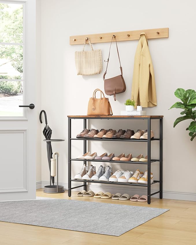 Kitsure Shoe Rack for Closet, Rustic Brown Shoe Organizer - Image 2