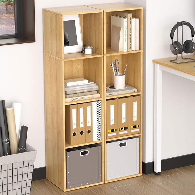 4 Cube Storage Organizer, 4 Tier Cube Low Bookcase Freestanding Storage Display - Image 8