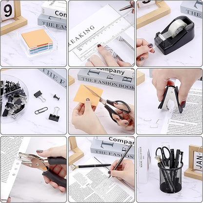 17 in 1 Black Desk Organizers and Accessories Set, 3 Office Desk Supplies - Image 5