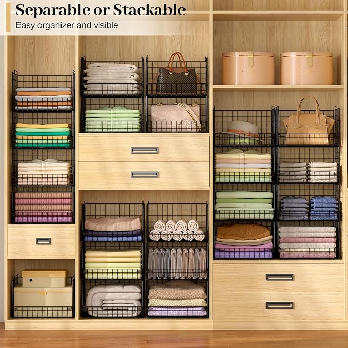 4-Tier Stackable Closet Organizers and Storage Shelves, Foldable Closet Shelf - Image 7