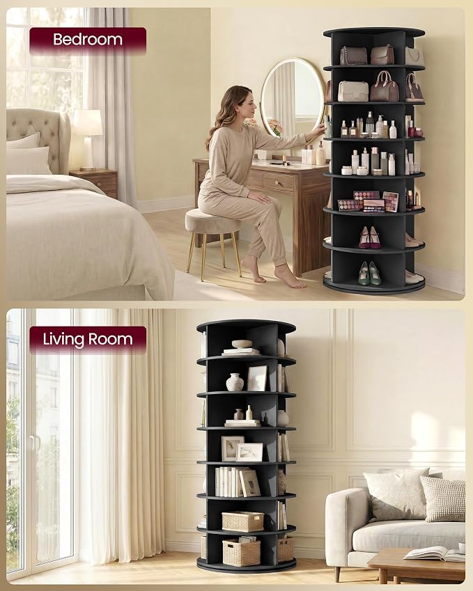 VASAGLE 7-Tier Rotating Shoe Rack Tower, Free Standing 360 Degree Spinning Shoe - Image 6