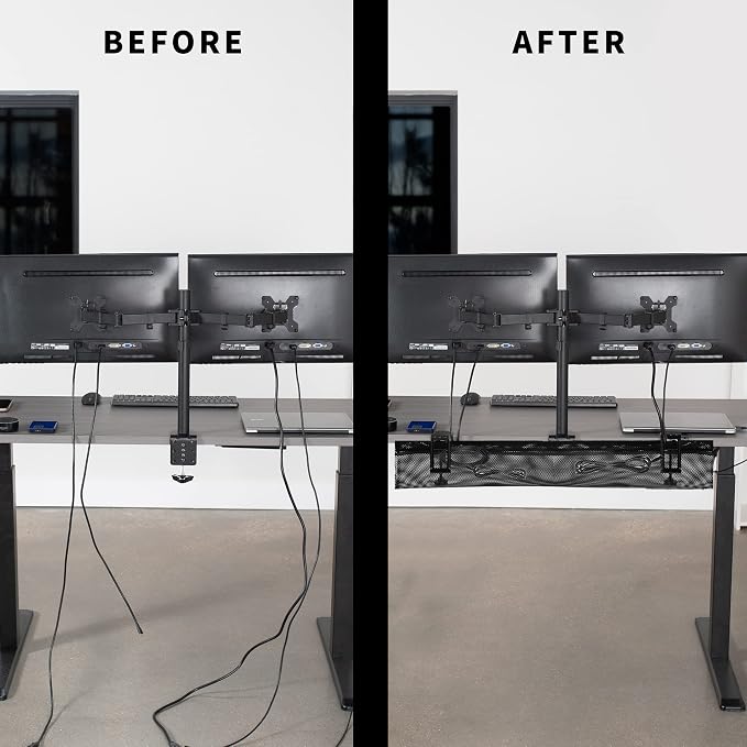 VIVO No Drill Clamp-on 36 inch Mesh Net Under Desk Cable Management Wire - Image 5