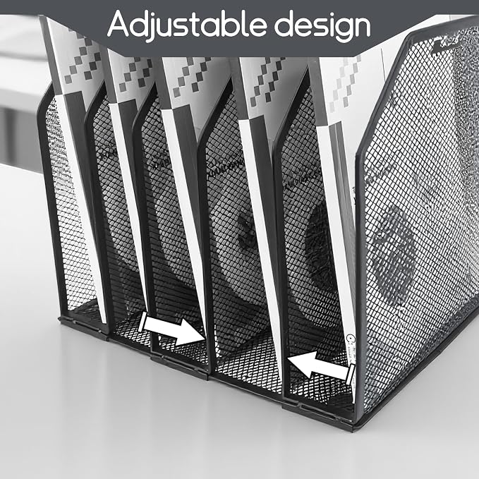 Adjustable Desk File Organizer, Detachable Office Folder Organizer, Compact - Image 2