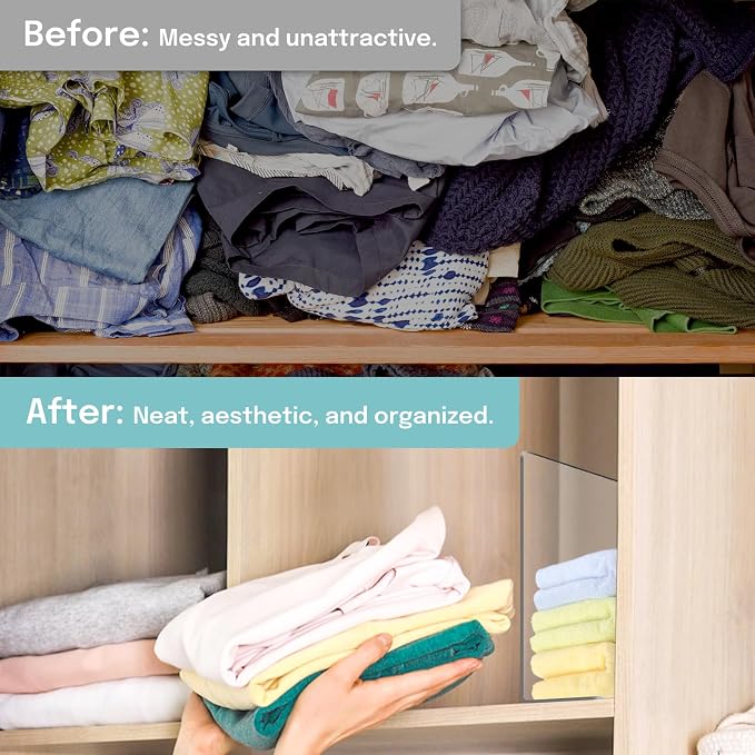 OKPOW Acrylic Shelf Dividers for Closet Organization: 4 Pack Durable Clear - Image 5