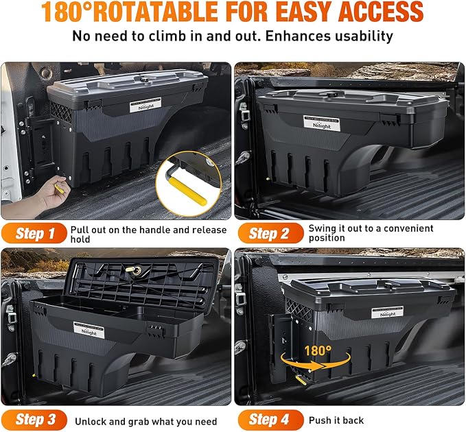 Nilight Truck Bed Tool Box Left Drivers Side Truck Tool Box Fit - Image 4