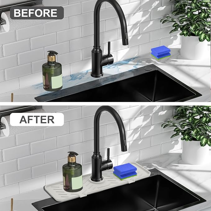 Meiliweser Silicone Faucet Mat for Kitchen Sink – Gen 2 Splash Guard - Image 5