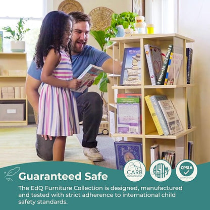 Guidecraft EdQ Kids Rotating Bookshelf: Natural Wood Revolving Bookcase - Image 3